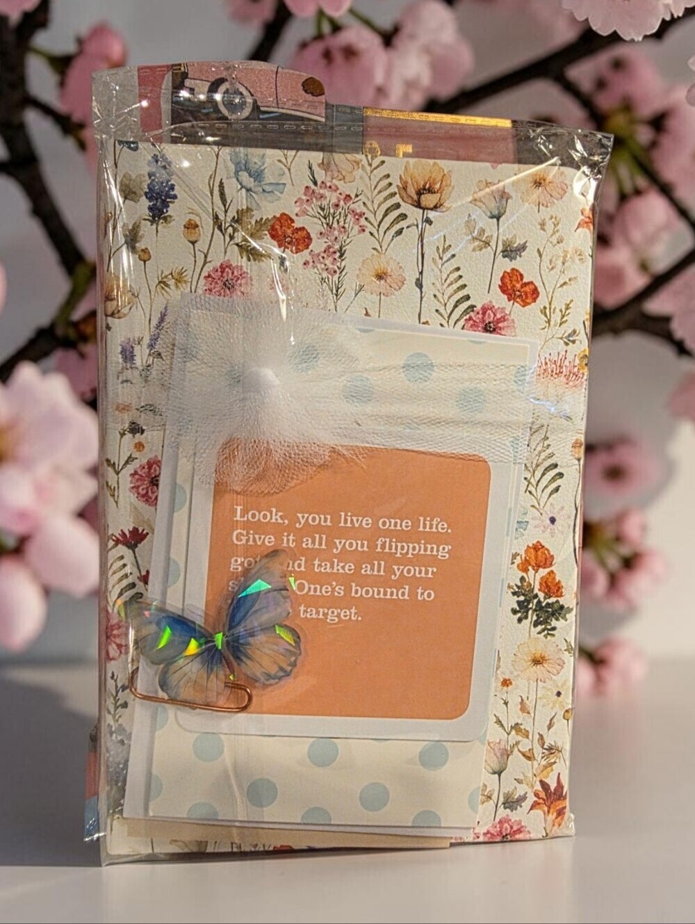 Floral Stationary Set with Butterfly Accent